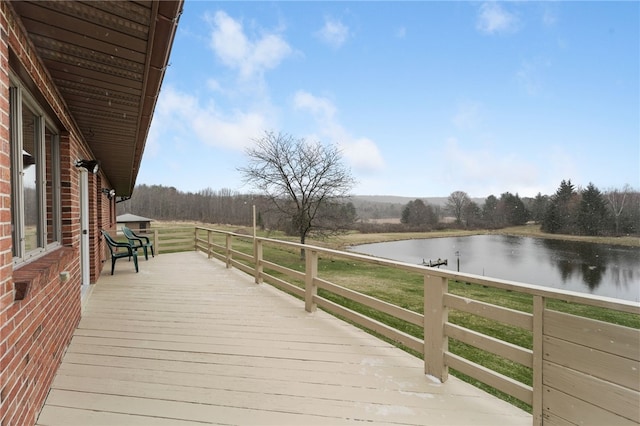 deck with a water view
