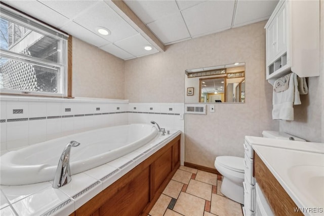 1465 Genesee St, Pembroke, NY 14036 - full bath featuring vanity, toilet, a garden tub, and recessed lighting