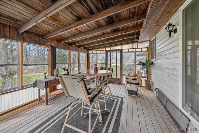 1465 Genesee St, Pembroke, NY 14036 - sunroom / solarium with beam ceiling, plenty of natural light, and outdoor dining space