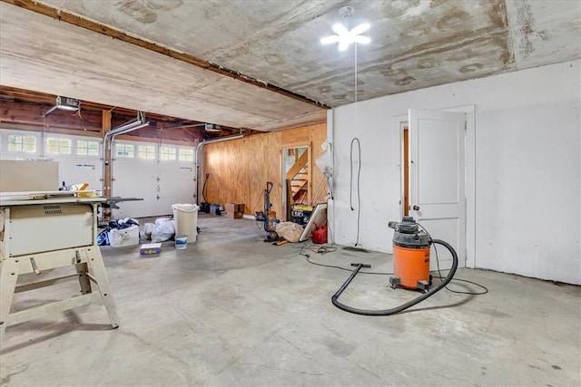 garage with a garage door opener