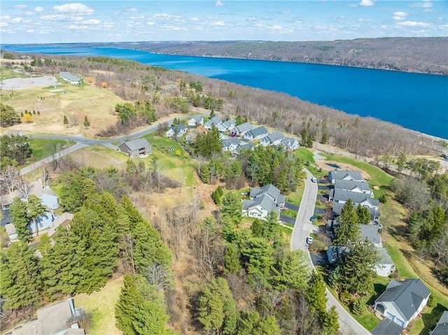 5572 Lakewood Trl, South Bristol, NY 14424 - bird's eye view with a water view and a residential view