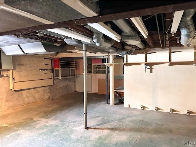 view of unfinished basement