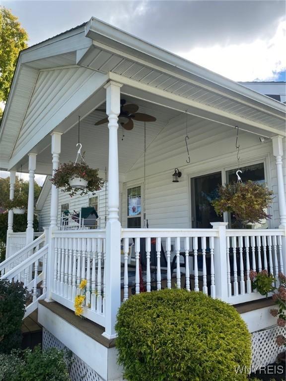 253 Glenvale Rd, Porter, NY 14174 - view of home's exterior with a porch and a ceiling fan