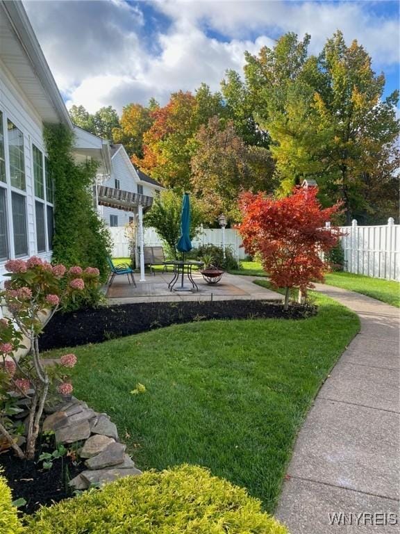 253 Glenvale Rd, Porter, NY 14174 - view of yard featuring a pergola, fence, and a patio area