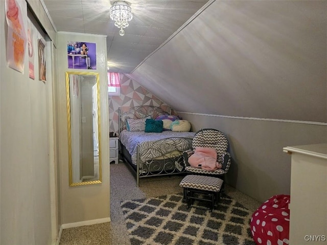3012 Pleasant Ave, Vienna, NY 13308 - bedroom with baseboards, vaulted ceiling, and carpet floors