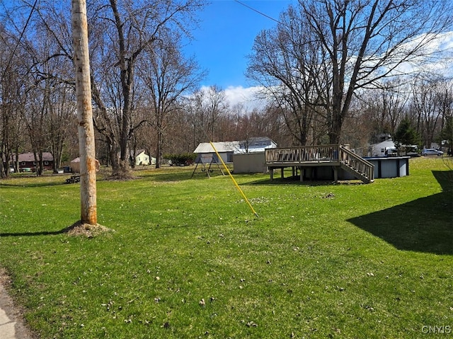 3012 Pleasant Ave, Vienna, NY 13308 - view of yard with a wooden deck
