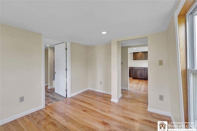 9056 Gross Rd, Cuba, NY 14727 - empty room with baseboards, light wood finished floors, and recessed lighting