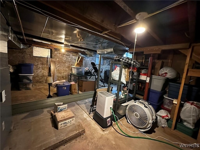 view of unfinished basement
