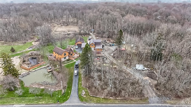 aerial view with a forest view