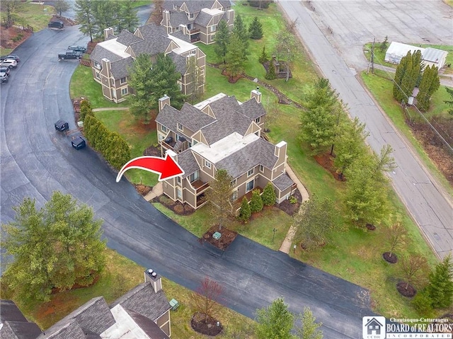 aerial view with a residential view
