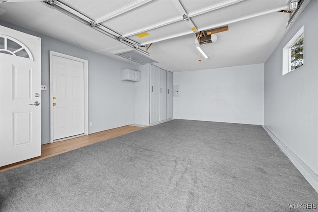 garage with a garage door opener