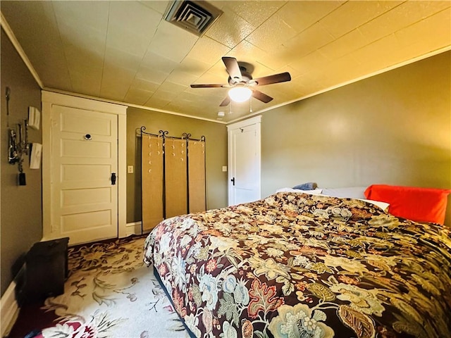 930 W 1st St, Elmira, NY 14905 - bedroom featuring carpet flooring, a ceiling fan, and crown molding