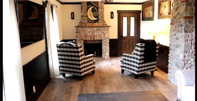 16441 W Lake Rd, Pulteney, NY 14418 - living room with hardwood / wood-style floors and crown molding