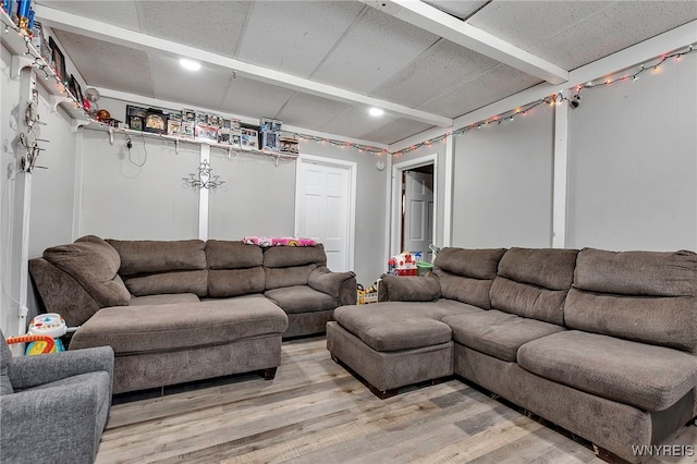 192 Pine St, Lockport City, NY 14094 - living area with recessed lighting, light wood-style floors, and beam ceiling