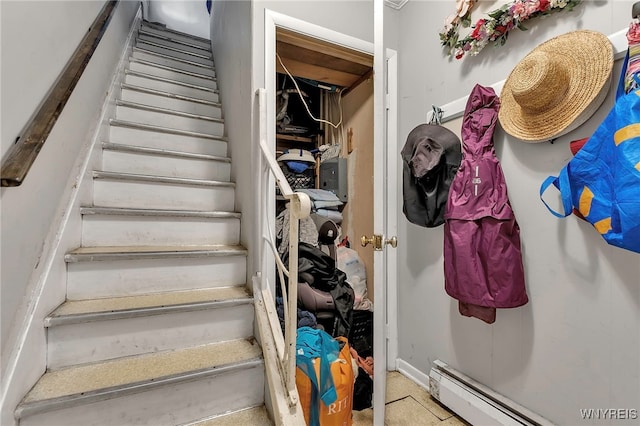192 Pine St, Lockport City, NY 14094 - staircase featuring a baseboard heating unit