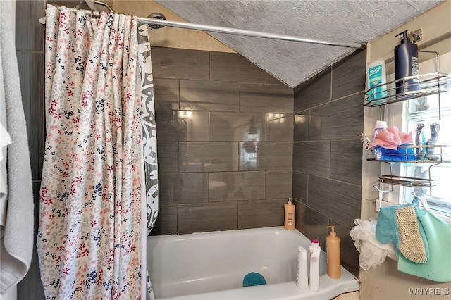 192 Pine St, Lockport City, NY 14094 - full bathroom with shower / bath combination with curtain and a textured ceiling