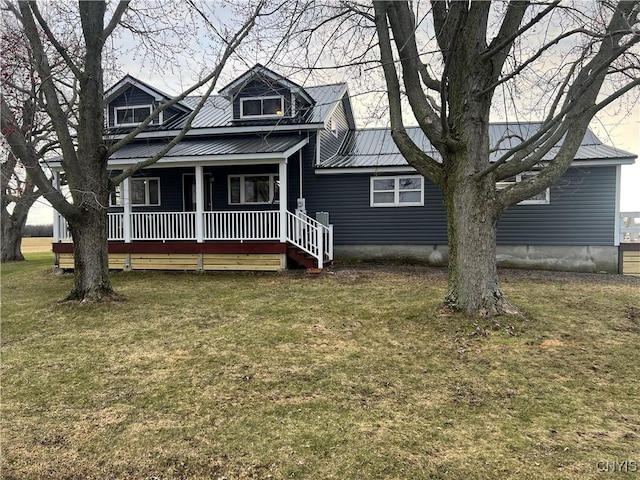 13832 County Route 91, Ellisburg, NY 13605 - bungalow-style house featuring covered porch, a front yard, and metal roof