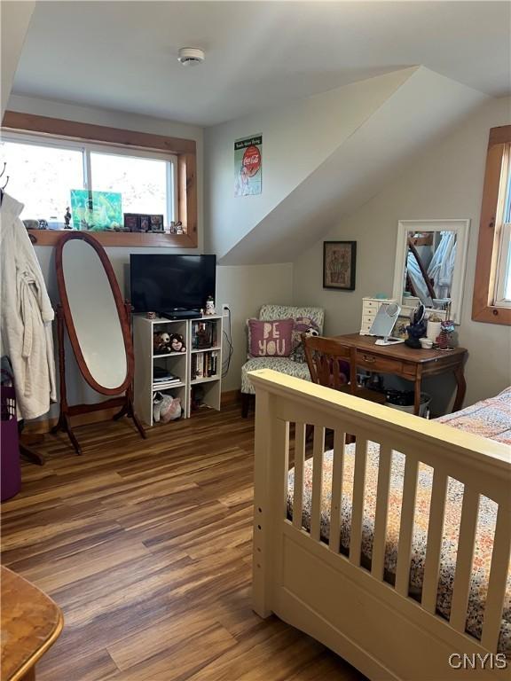 13832 County Route 91, Ellisburg, NY 13605 - bedroom with lofted ceiling and wood finished floors