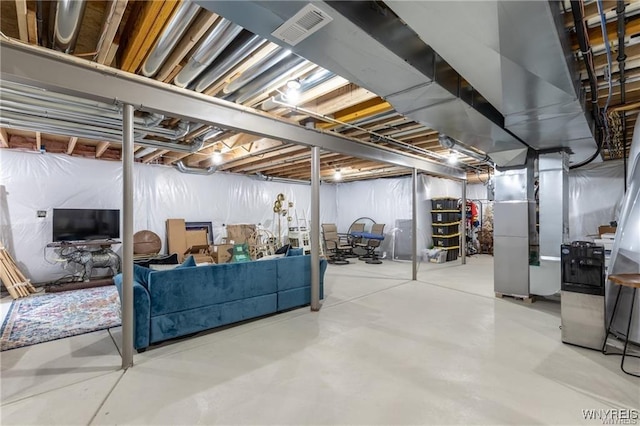 unfinished below grade area with heating unit