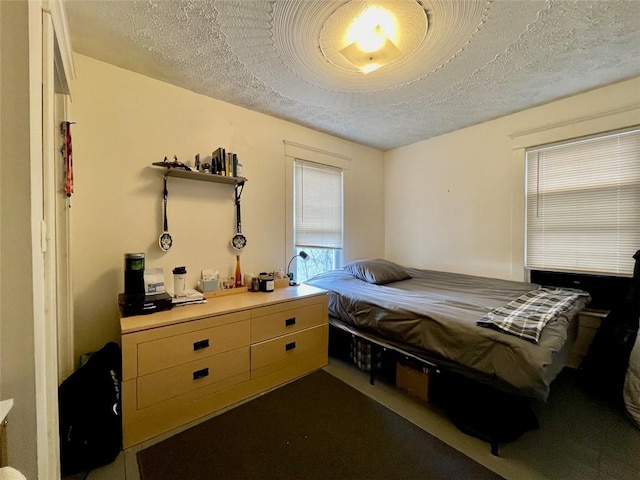 bedroom with a textured ceiling