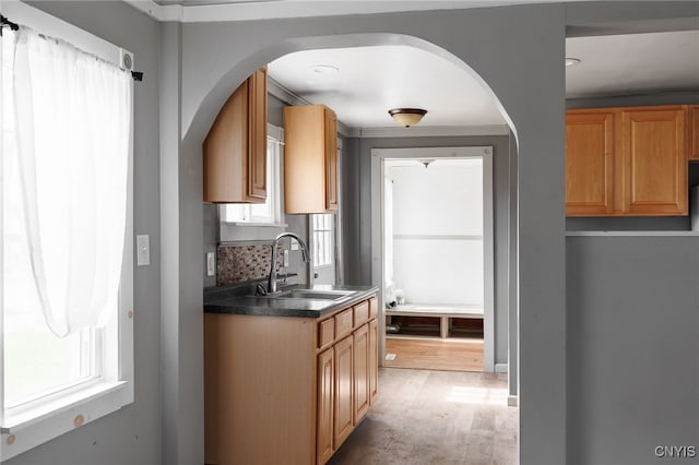 15-17A Vincent St, Champion, NY 13619 - kitchen featuring a sink, dark countertops, plenty of natural light, and light wood finished floors