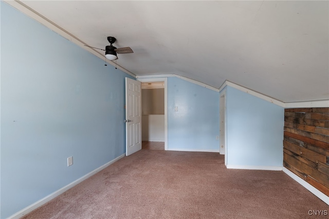 15-17A Vincent St, Champion, NY 13619 - bonus room featuring baseboards, vaulted ceiling, a ceiling fan, and carpet