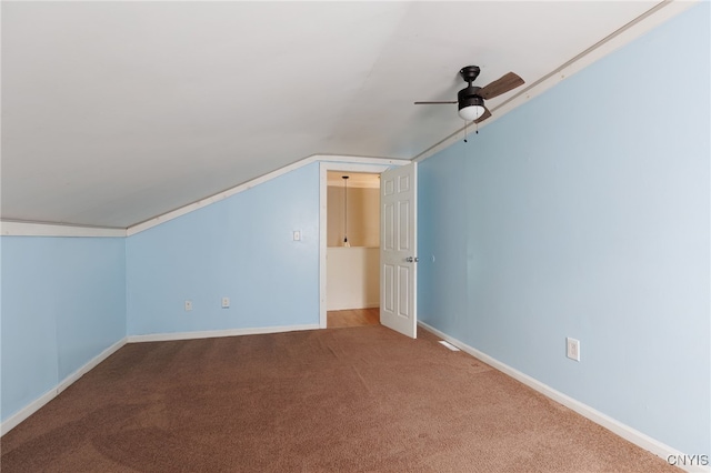 15-17A Vincent St, Champion, NY 13619 - bonus room featuring baseboards, lofted ceiling, a ceiling fan, and carpet