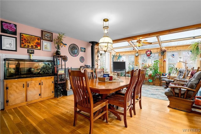 11400 Savage Rd, Sardinia, NY 14030 - dining area with light wood-type flooring and a ceiling fan