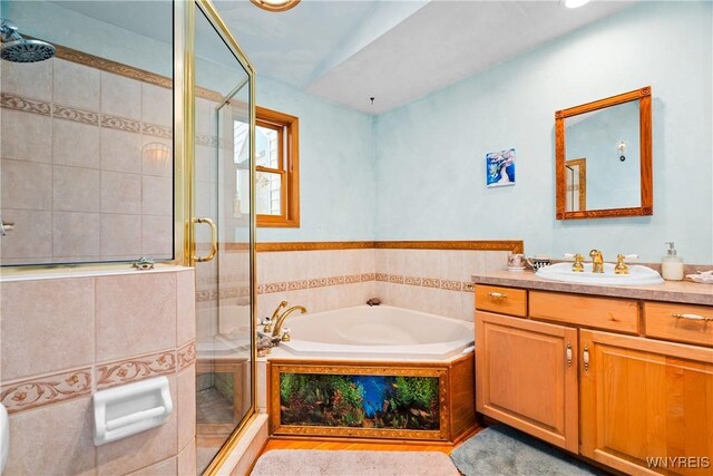 11400 Savage Rd, Sardinia, NY 14030 - full bath featuring vanity, a garden tub, and a stall shower
