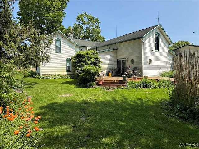 11400 Savage Rd, Sardinia, NY 14030 - back of property with a deck and a yard
