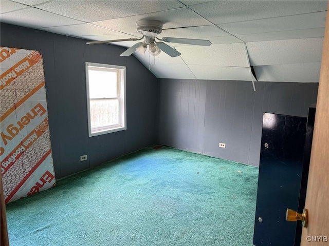 525 Bell Hill Rd, German Flatts, NY 13357 - additional living space with carpet flooring, a ceiling fan, and vaulted ceiling