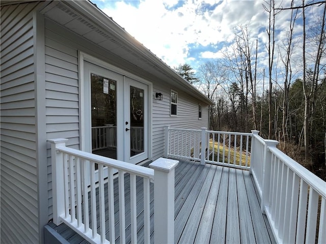 wooden deck with french doors