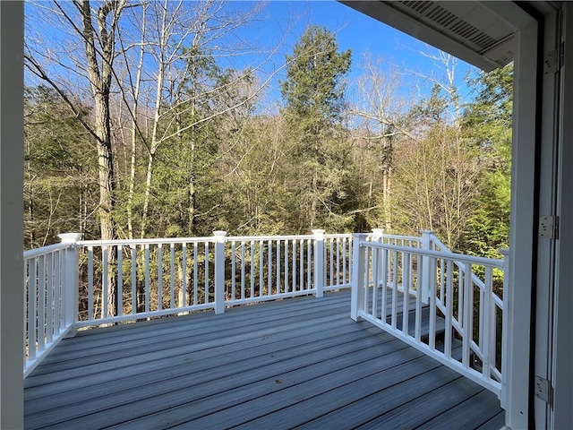 deck with a view of trees
