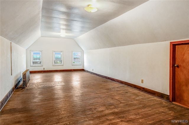 2300 Main St, Buffalo, NY 14214 - bonus room featuring hardwood / wood-style floors, radiator, baseboards, and lofted ceiling