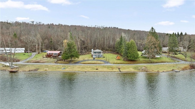 6186 Reservoir Rd, Lebanon, NY 13346 - water view with a heavily wooded area