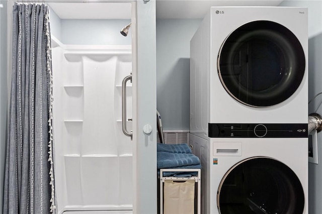 6186 Reservoir Rd, Lebanon, NY 13346 - laundry area featuring stacked washer and clothes dryer