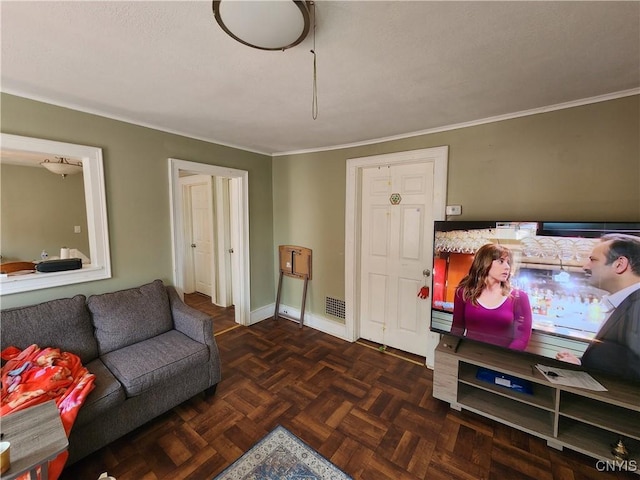 903 Milton Ave, Syracuse, NY 13204 - living room featuring ornamental molding and visible vents