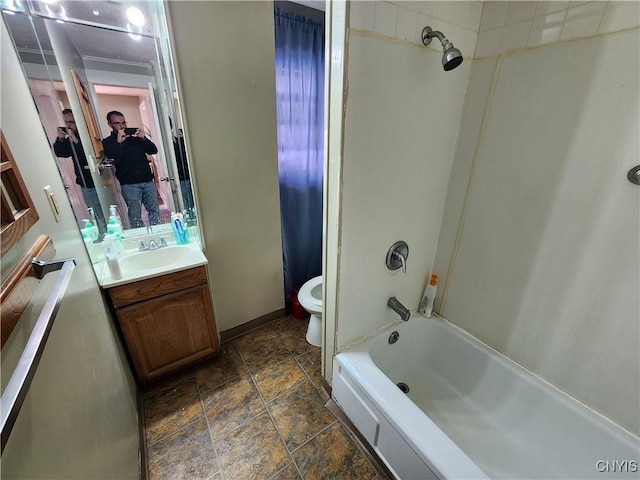 903 Milton Ave, Syracuse, NY 13204 - bathroom featuring stone finish flooring, washtub / shower combination, vanity, and toilet