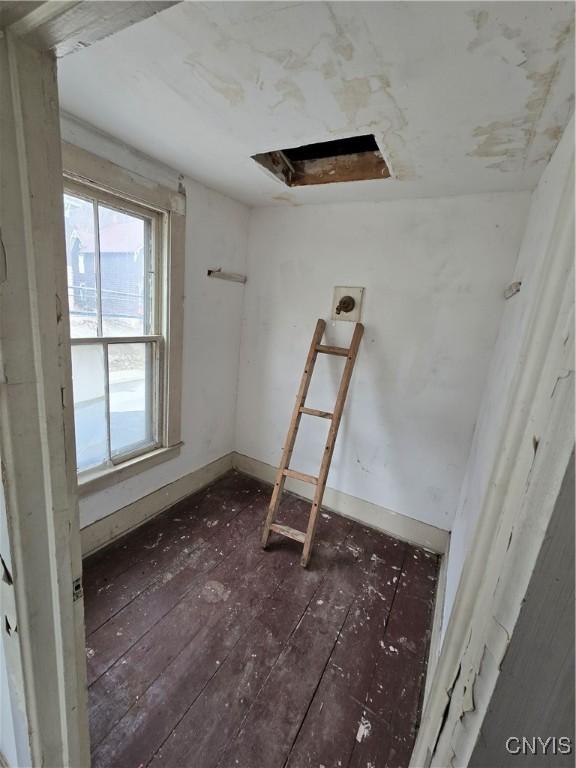 spare room featuring wood-type flooring