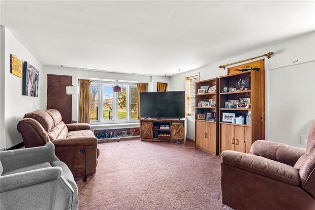living area with carpet floors