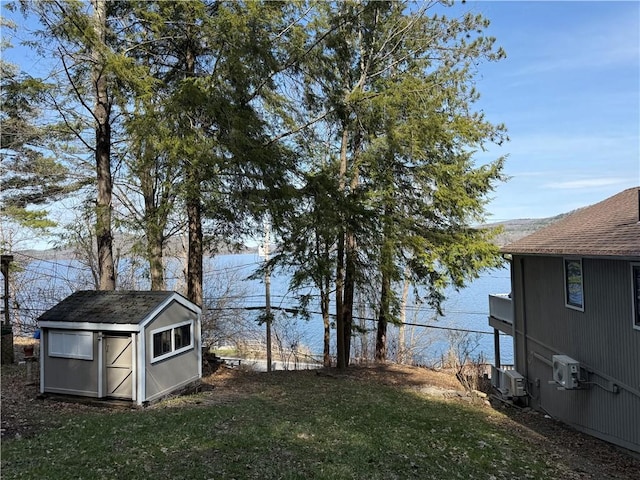 6761 State Highway 80, Otsego, NY 13326 - view of green lawn featuring a storage shed, an outbuilding, and cooling unit