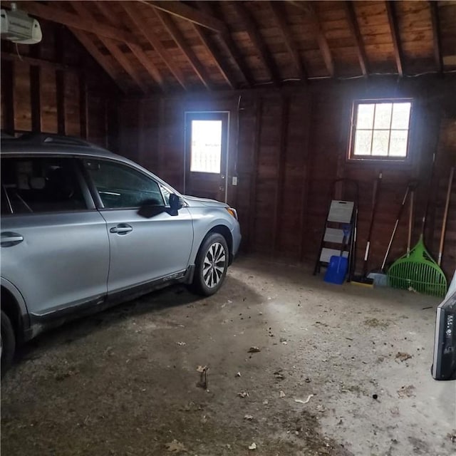 garage with a garage door opener