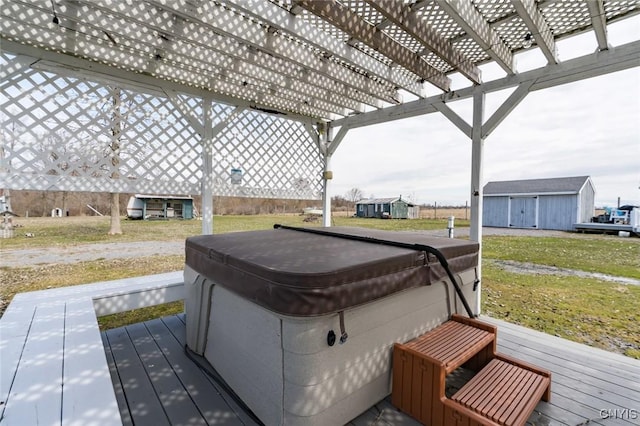 27180 Montonna Shores Rd N, Lyme, NY 13693 - deck with a pergola and a hot tub