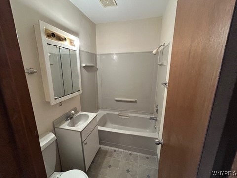 90 Alma Ave, Buffalo, NY 14215 - full bathroom featuring tile patterned floors, toilet, shower / bathtub combination, visible vents, and vanity