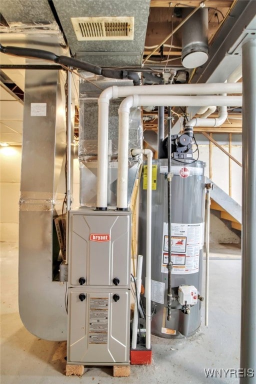 utility room with water heater and visible vents