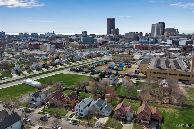 aerial view with a city view