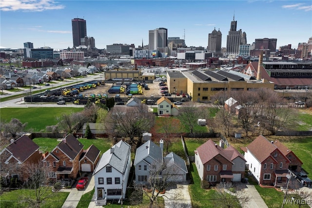 aerial view featuring a city view