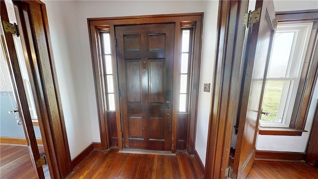 4501 State Route 414, Hector, NY 14818 - foyer entrance featuring baseboards, a wealth of natural light, and dark wood-style flooring