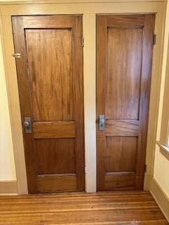 doorway with wood finished floors