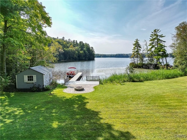 8521 N Shore Rd, Diana, NY 13648 - dock area with a water view and a yard